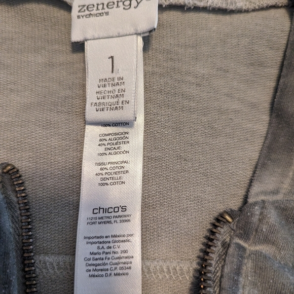 Chico's Zenergy Zip Hooded Jacket With Eyelet Detail Size 1 - Picture 9 of 13